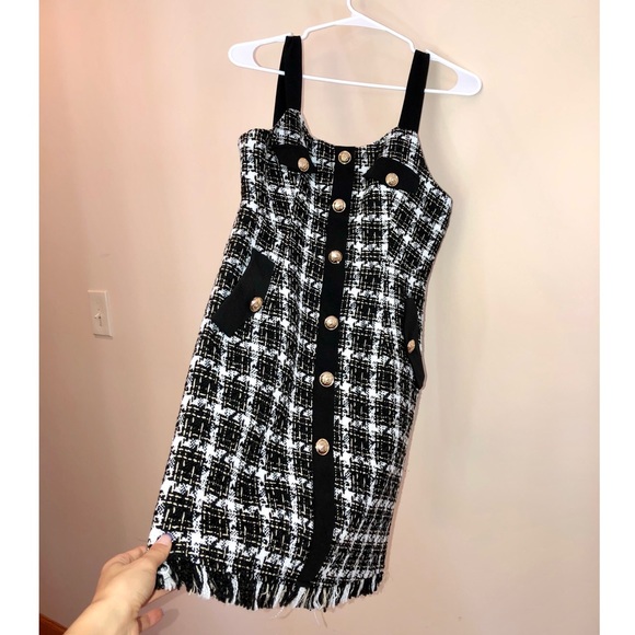 Ivory and Chain Brooke Tweed Black and White Dress - Picture 8 of 13